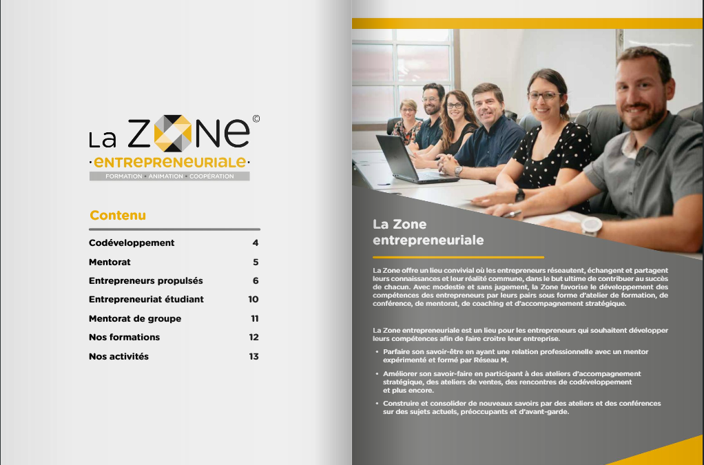 La Zone entrepreneuriale publie une nouvelle brochure